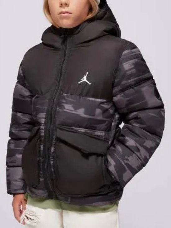 Jordan Other - Jordan Kids' Black Camo Hooded Faux Down Puffer Jacket Sz S 8-10